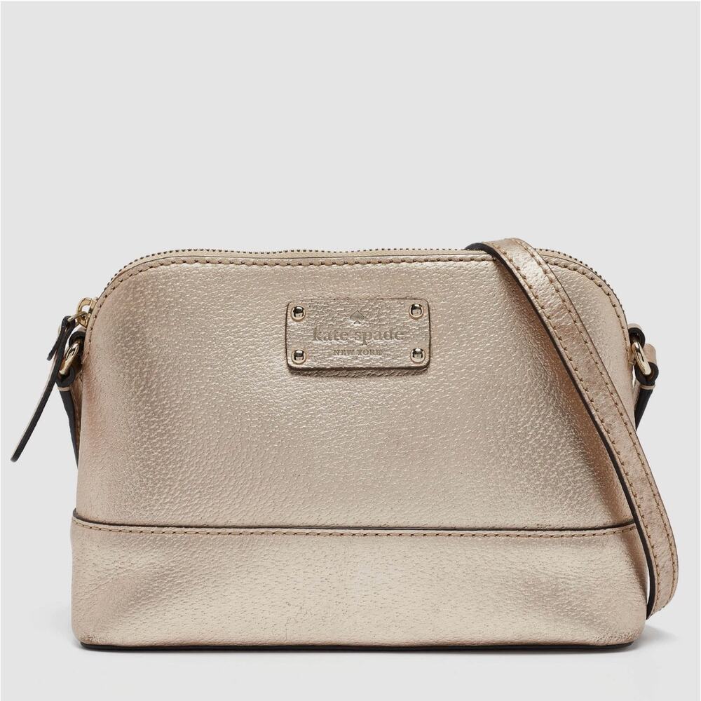 Kate Spade Metallic Gold Leather Wellesley Hanna Crossbody Bag